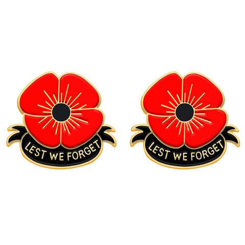 GUO Red Metal Poppy flower Pins Brooch Handmade craft enamel flower Lest We Forget for Women Men Veterans Day Memorial Day Remembrance Day Gifts Clothing Accessories lapel pin, L, Alloy Steel, no