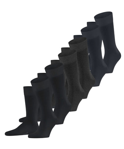 FALKE Men's Happy Multipack M So Cotton Plain 6 Pairs Socks, Black 0010, 11.5-14
