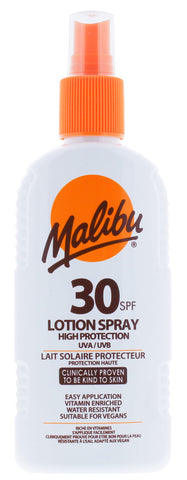 Malibu Sun SPF 30 Lotion Spray, High Protection Sun Cream, Water Resistant, Vitamin Enriched, 200ml