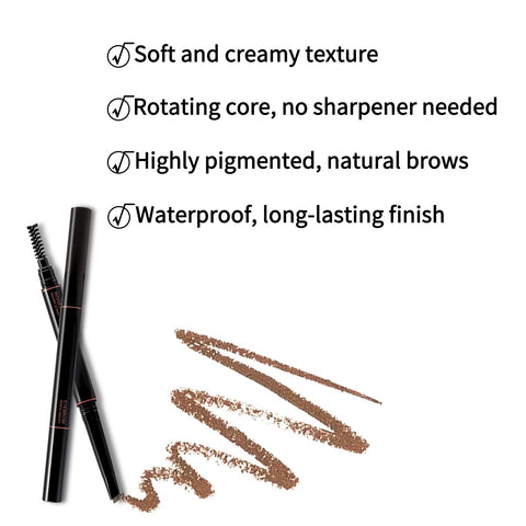 Boobeen Brow Definer Pencil Waterproof Eyebrow Pencil Set Fills Brows - Double-Headed Brow Pencil with 4 Replaceable Refills, Long Lasting