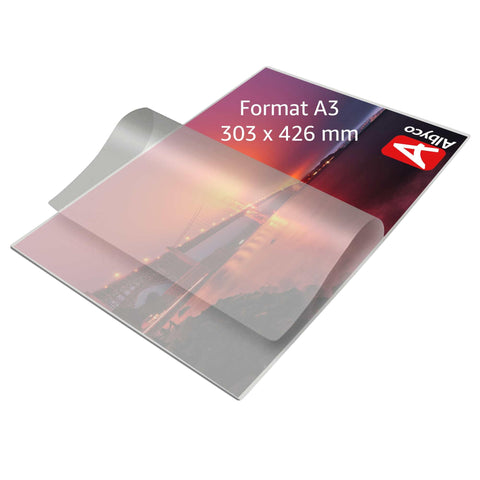 Albyco - Laminating Pouches A3 Quality 160 Micron (2x80 microns) - Pack of 100 - A3 Glossy Laminating Pouches - Laminating Pouches - Transparent