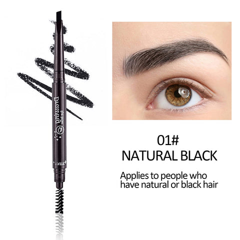 Jutqut 12PCS Black Eyebrow Pencil Set, Retractable Eyebrow Pencil with Brow Brush, Professional Eyebrow Shaping Filling Pencil for Women Eye-Makeup, Easy to Color, Waterproof and Long-lasting