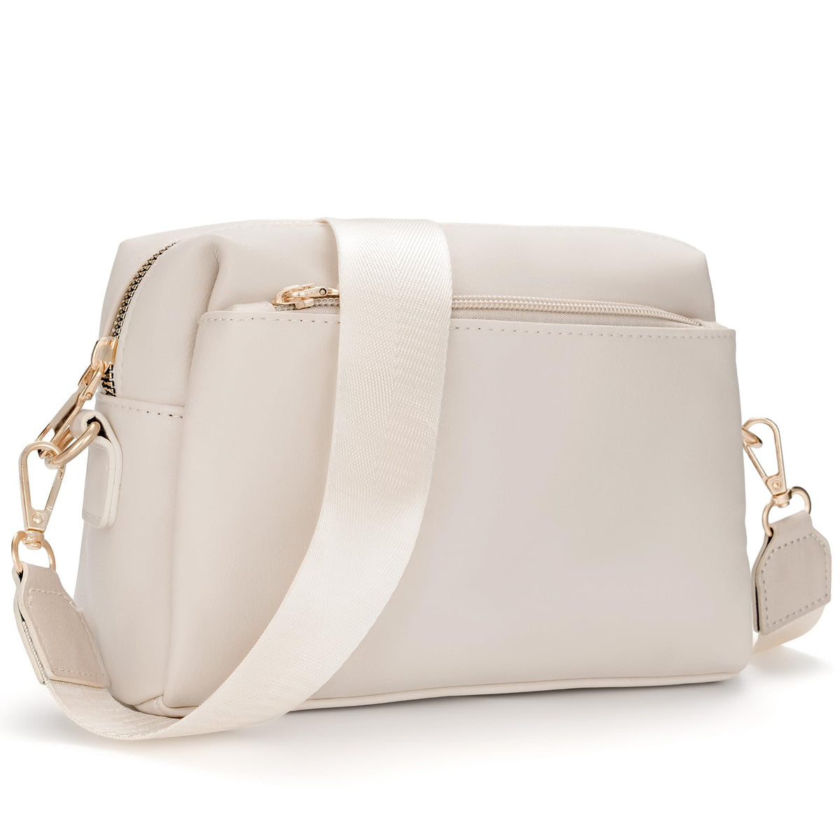 molshine Vegan Leather Crossbody Bags for Women,Multi Pockets Cross Body Bag Shoulder Handbags with Adjustable Wide Strap HB040 (Beige)