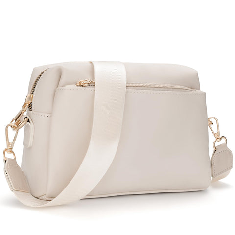 molshine Vegan Leather Crossbody Bags for Women,Multi Pockets Cross Body Bag Shoulder Handbags with Adjustable Wide Strap HB040 (Beige)