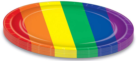 Beistle 16 Piece Paper Plates - Rainbow Party Supplies and Tableware For Colorful Birthday Parties