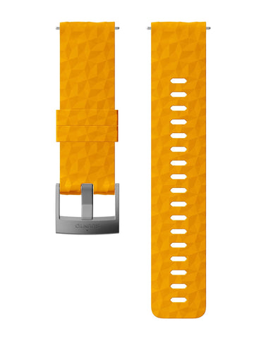 Suunto SS050012000 Original Watch Strap for All Suunto Spartan Sport Wrist HR Watches, Silicone, Length: 22.3 cm, Width: 24 mm, Includes Pins for Attaching the Strap, Yellow (Amber)/Silver
