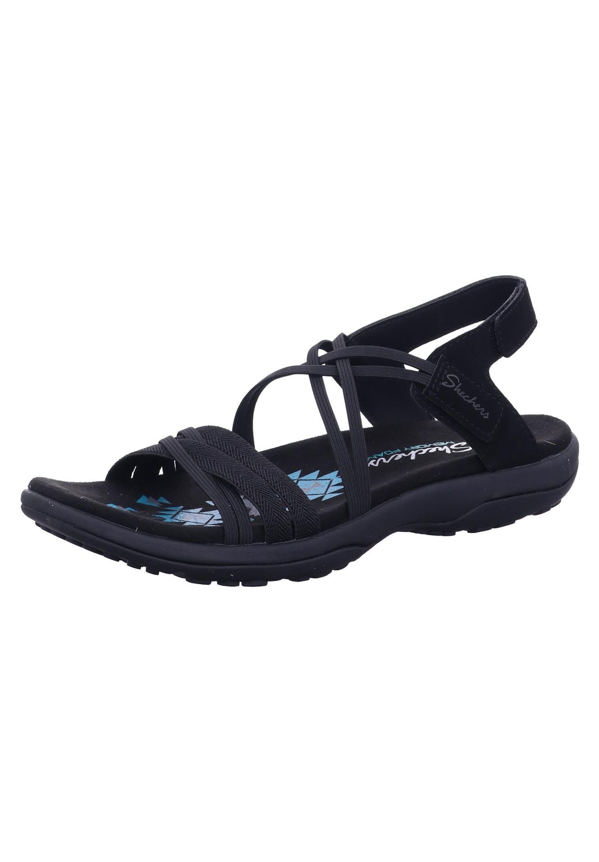 Skechers Women's Reggae Slim-Takes Two Flat Sandal, Black/Black, 12