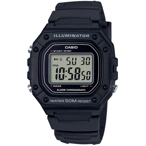 Casio Unisex 43.20mm Quartz Watch with LCD Digital dial and Black Plastic/Resin Strap Strap W-218H-1AVEF