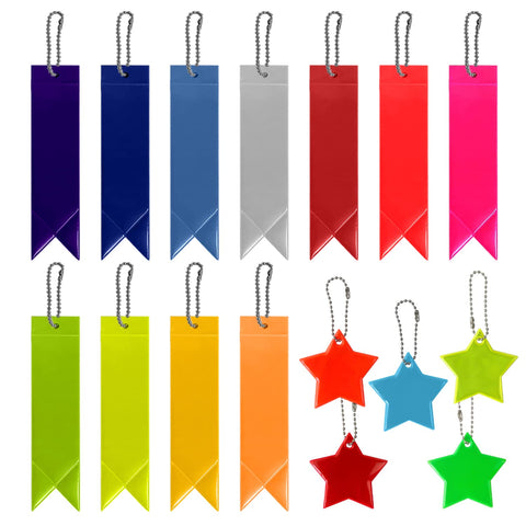 NINVVS 16-Piece set of 2 Kind Reflective Pendants, Safety Reflective Pendants, Flag Reflectors, Star Reflective Pendants, Child Safety Pendants