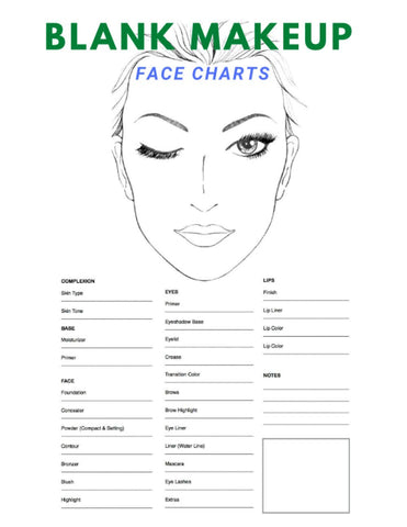 Blank Makeup Face Chart: Standard - 40 pages