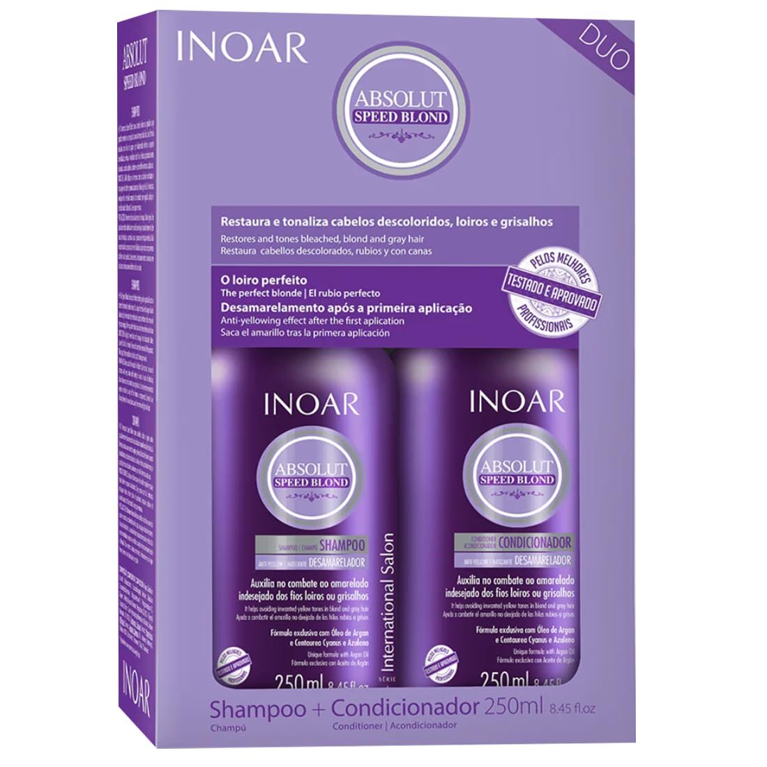 Inoar Professional - Absolut Speed Blond Shampoo & Conditioner - (2x) 250ml / 8.45oz
