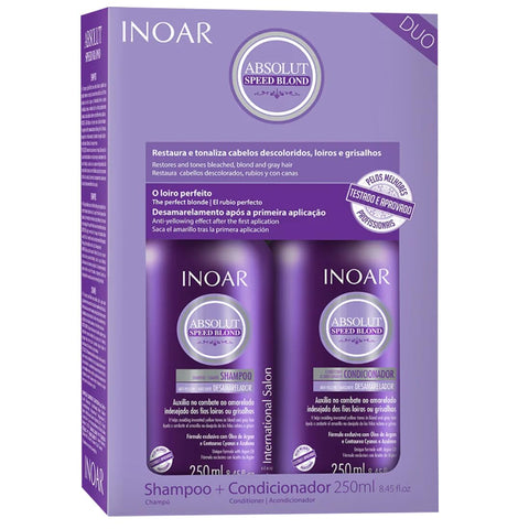 Inoar Professional - Absolut Speed Blond Shampoo & Conditioner - (2x) 250ml / 8.45oz