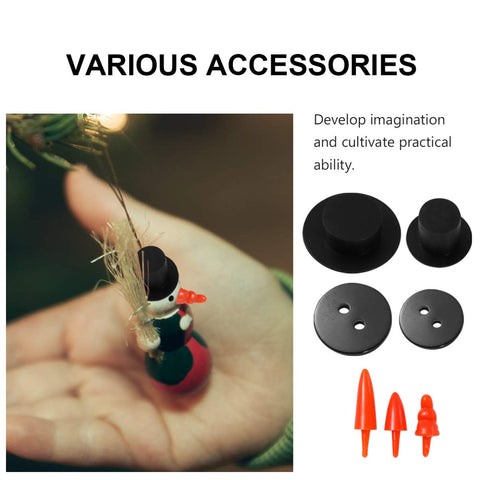320pcs DIY Christmas Snowman Ornament Set Carrot Nose Buttons Black Clown Hats Felt Snowman Games Kit Toddler Xmas Craft