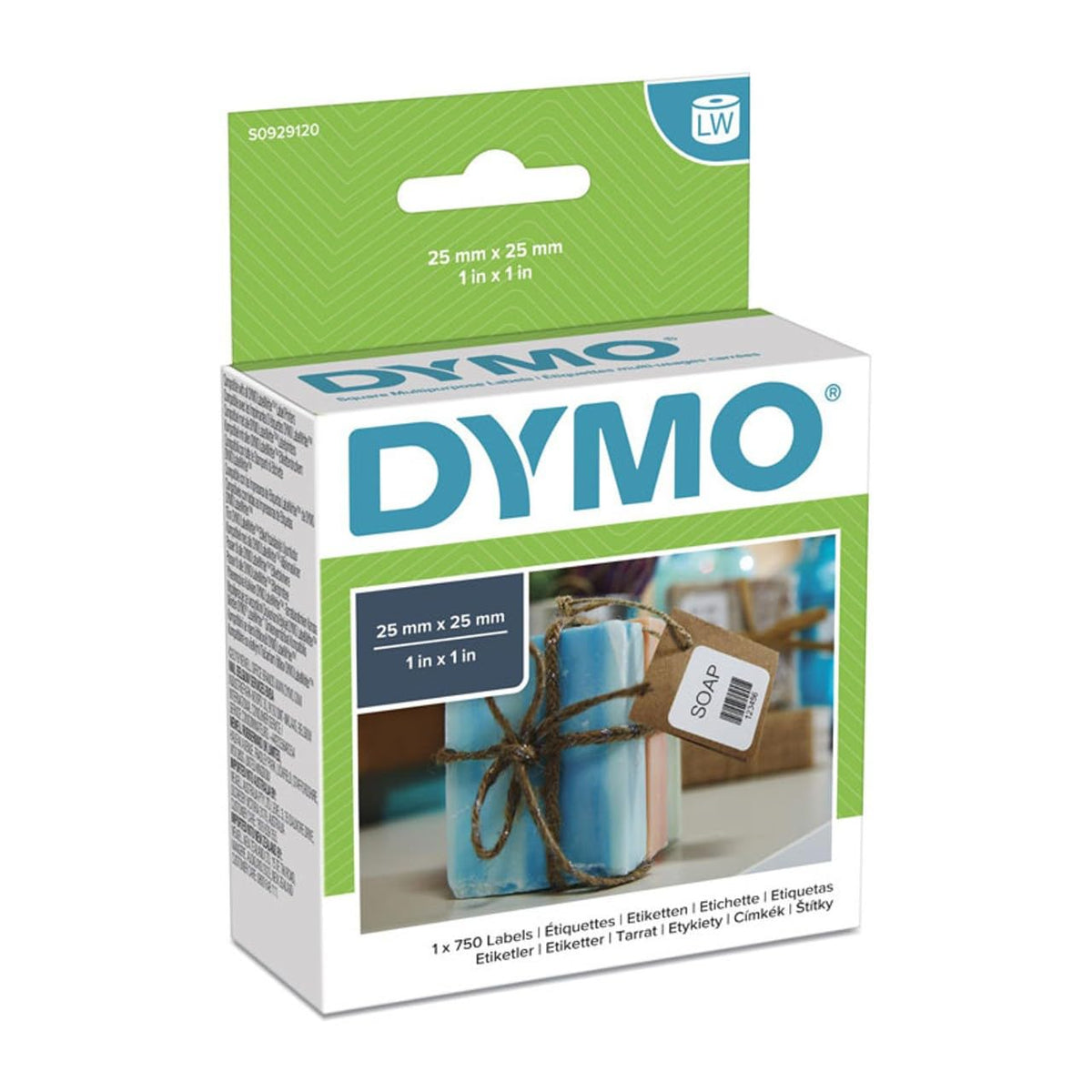 DYMO Authentic LabelWriter Small Multi-Purpose Labels | 25mm x 25mm | Roll of 750 Easy-Peel Labels | Self-Adhesive | for LabelWriter Label Makers
