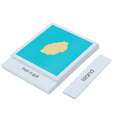 Montessori Land and Water Forms Card Set Montessori Geography Learning Cards Early Childhood Education Montessori Materials