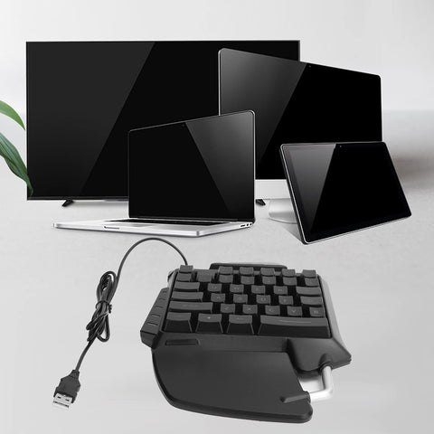 One?Handed Gaming Keyboard, 35-Key USB Wired Portable Mechanical Gaming Keypad with LED Backlight, Plug and Play