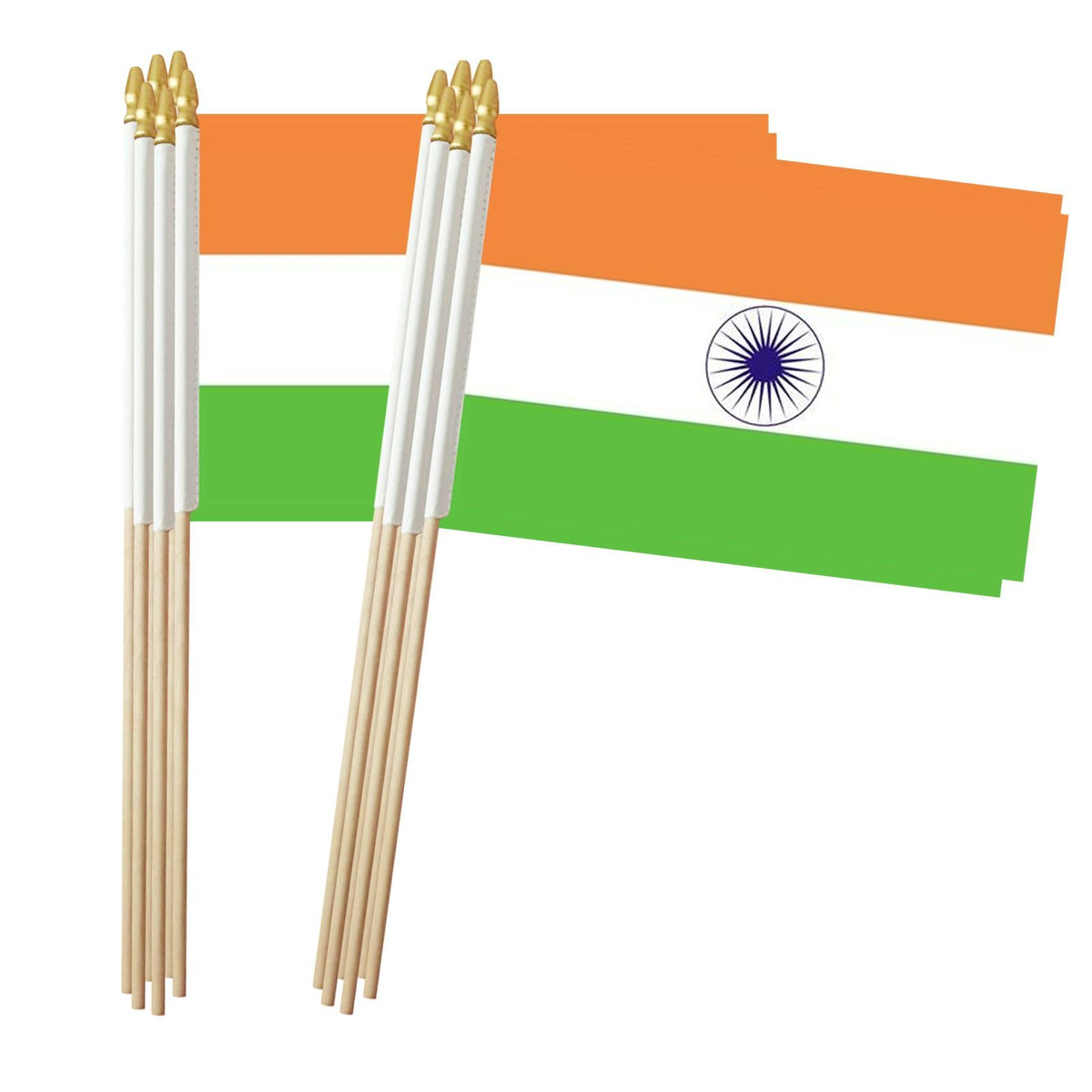 India Stick Flag, Indian Small Mini Hand Held Flags, Small India Flag 5x8 Inch,12 Pack, Party Decorations Supplies for Parades,World Cup,Festival Events