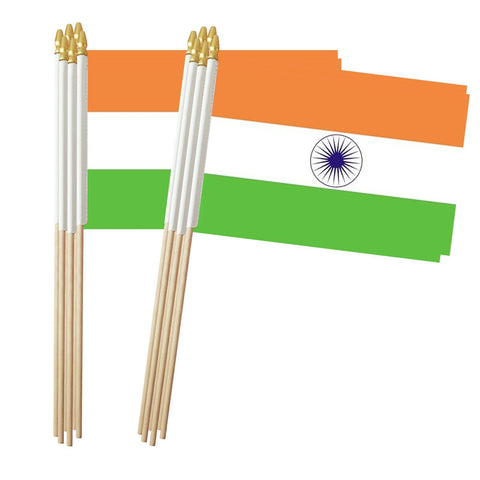 India Stick Flag, Indian Small Mini Hand Held Flags, Small India Flag 5x8 Inch,12 Pack, Party Decorations Supplies for Parades,World Cup,Festival Events