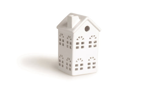 Excelsa House Lantern Ceramic 7.5 x 7.5 x 14.5 cm White