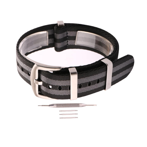 MMBAY Ballistic Nylon 18mm 20mm 22mm 24mm Millitary-Style Watch Bands with Silver Stainless Steel Buckle Wristband Strap Replacement Accessories Match All Watches for Men Women with Loop
