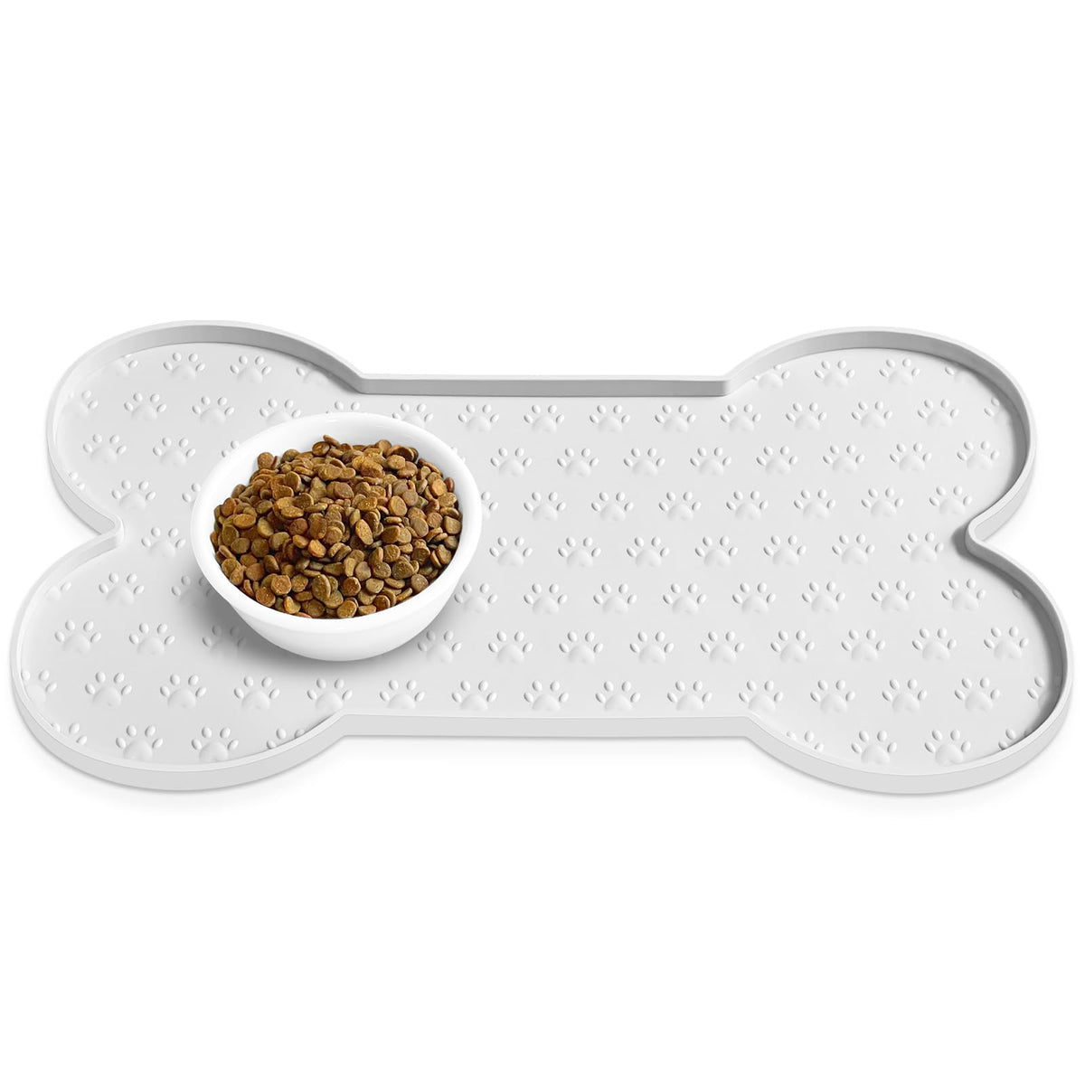 PWTAA Dog Food Mat Anti-Slip Silicone Dog Bowl Mat Thicker Pet Placemat Waterproof Cat Feeder Pad with Raised Edge Puppy Kitten Feeding Mats Suitable Small Medium-Sized Dogs Cats Eating Tray