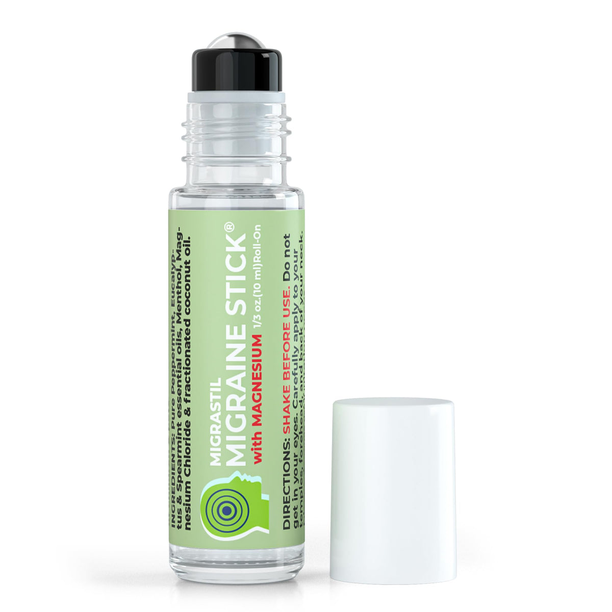 MIGRASTIL Migraine Stick with Magnesium Cooling Peppermint Eucalyptus Essential Oil Topical Magnesium for Headache Support. Made in The USA 10 ml