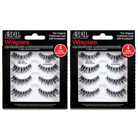 Ardell Demi Wispies False Eyelashes Black, Eye Make-Up Enhancement, Full Volume Strip Lashes - 4 pairs, 2 Pack