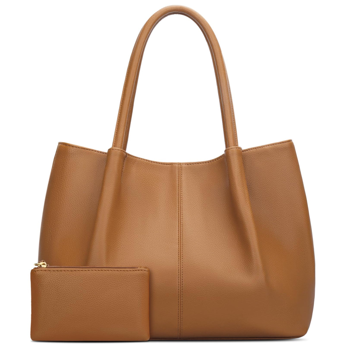 KKXIU Tote Bag for Women Vegan Leather Shoulder Purse Large Capacity Travel Bag (Brown2)