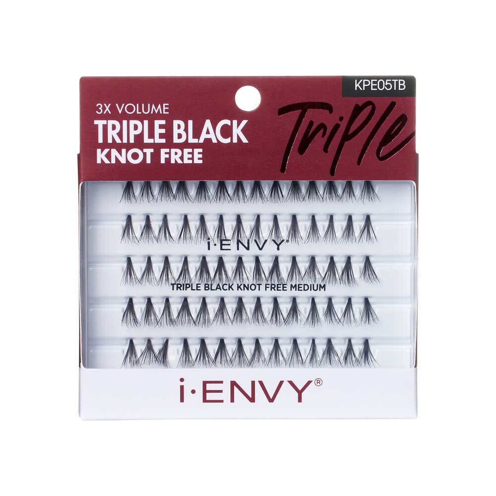Kiss I Envy Knot Free Medium 70 Lashes Black (1 PACK-TRIPLE BLACK)