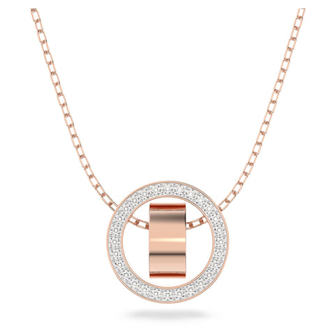 SWAROVSKI Dextera Pendant Necklace with Double Circle Motif in Rose Gold Tone and White Crystal PavÃƒÂ© on a Rose Gold-Tone Finish Chain, Part of the Dextera Collection