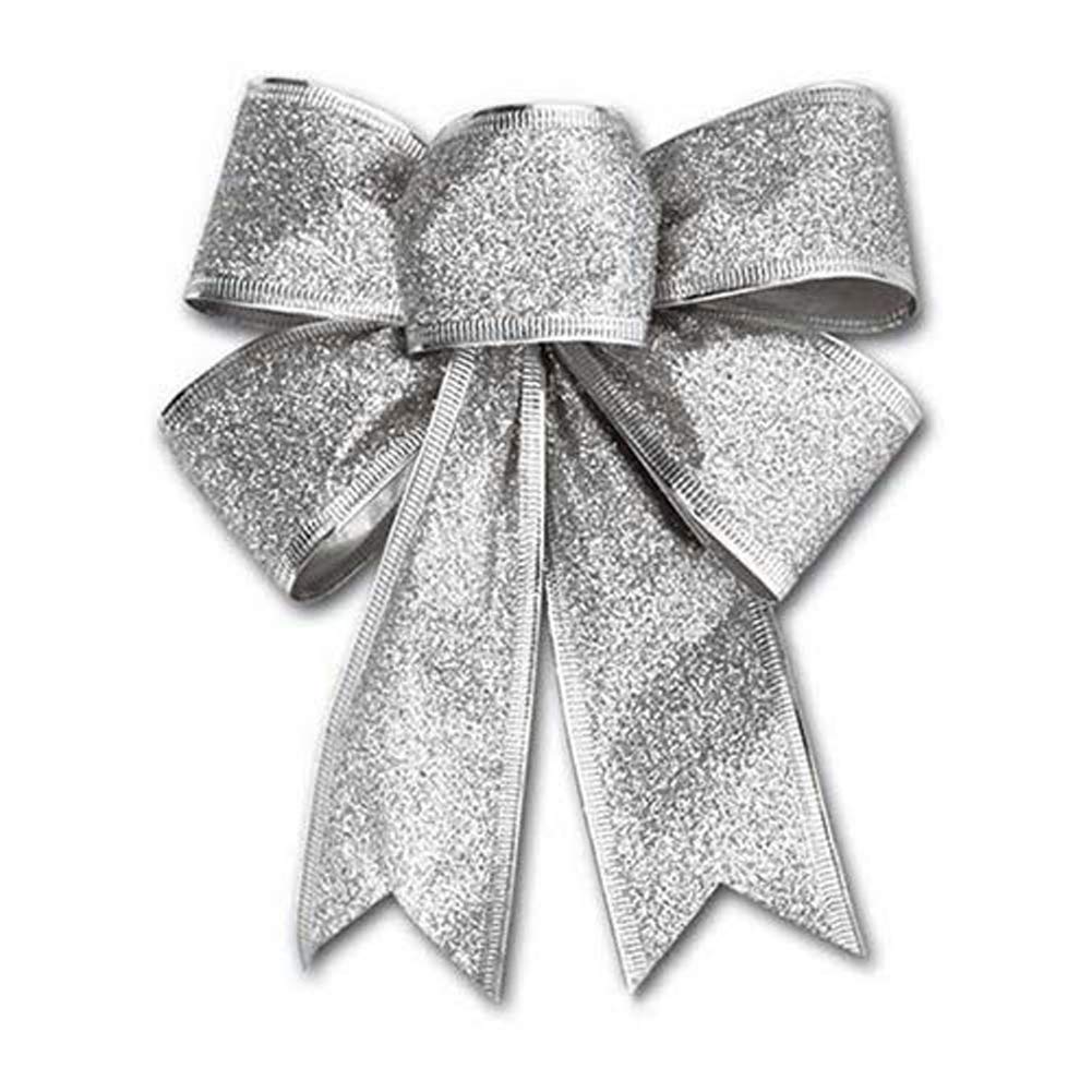 Huieago Christmas Bowknots Large Cute Christmas Tree Big Glittering Red Bows Christmas Tree Decoration Craft Supplies Xmas Tree Decoration Bow Ornaments (Silver-1 pc)