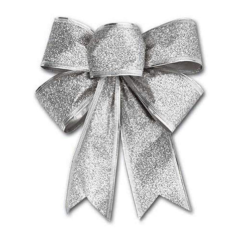 Huieago Christmas Bowknots Large Cute Christmas Tree Big Glittering Red Bows Christmas Tree Decoration Craft Supplies Xmas Tree Decoration Bow Ornaments (Silver-1 pc)