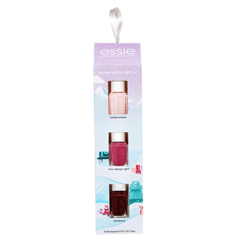 essie New Limited Edition Holiday Mini Gift Set, Featuring Nail Color Best Sellers, Mrs. Always Right, Mademoiselle & Bordeaux, 1 Kit, 3 Piece