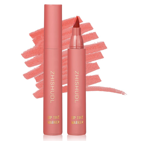 ZHISHUDL Lip Tint Marker Velvet Matte Lip Tint Stain Lip Liner Liquid Lipstick 2-in-1 Lip Marker and Lip Stain Pen Professional Lip Makeup Gift for Women - 01 Maple Leaf Red