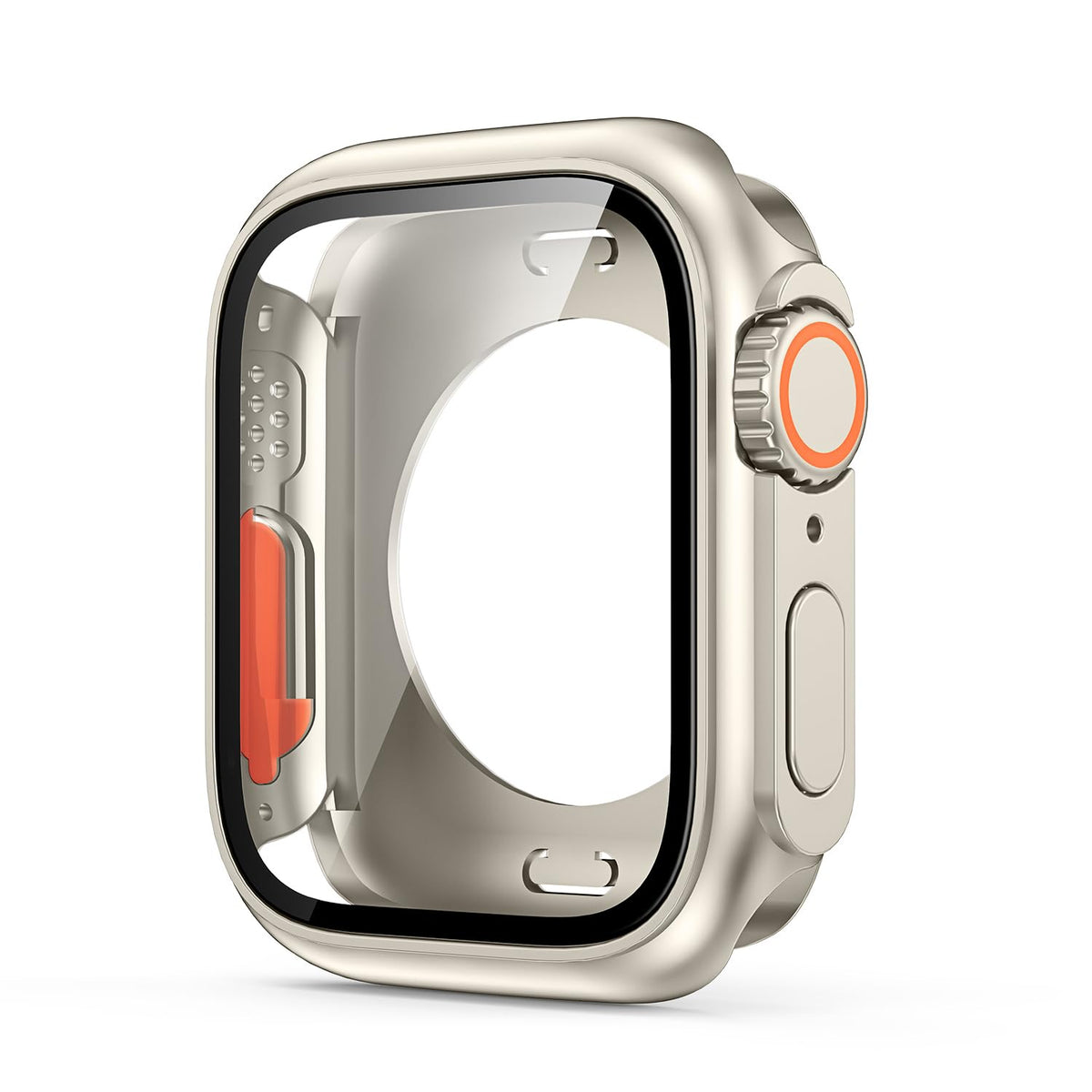 VeveXiao Compatible with Apple Watch Series 10 46mm 2024 Screen Protector Change to Ultra, PC Case Tempered Glass Film Bumper Protective Cover for iWatch 46mm Series 10,Starlight