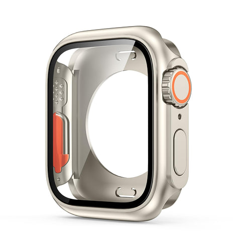 VeveXiao Compatible with Apple Watch Series 10 46mm 2024 Screen Protector Change to Ultra, PC Case Tempered Glass Film Bumper Protective Cover for iWatch 46mm Series 10,Starlight