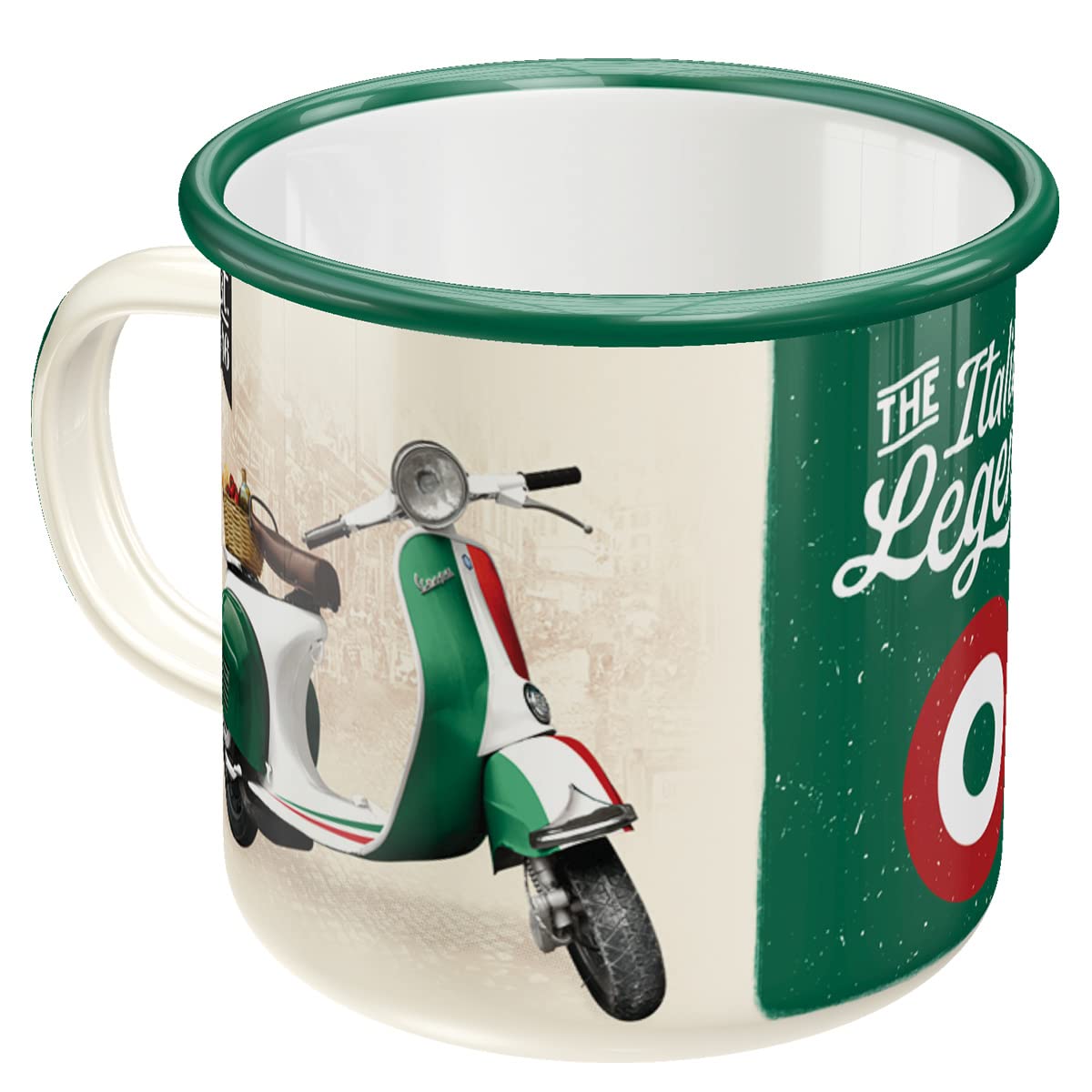 Nostalgic-Art Retro Enamel Cup, 12.2 oz, Vespa - Italian Legend - Gift idea for scooter fans, Camping Mug, Vintage design