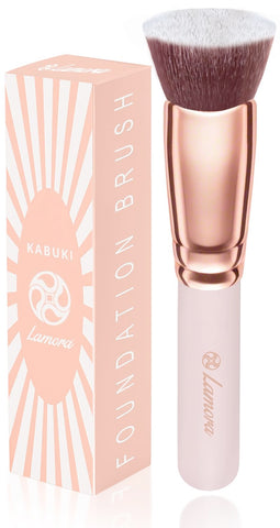 Make Up Brush Foundation Kabuki Flat Top - Perfect For Blending Liquid, Cream or Flawless Powder Cosmetics - Buffing, Stippling, Concealer - Premium Quality Synthetic Dense Bristles!