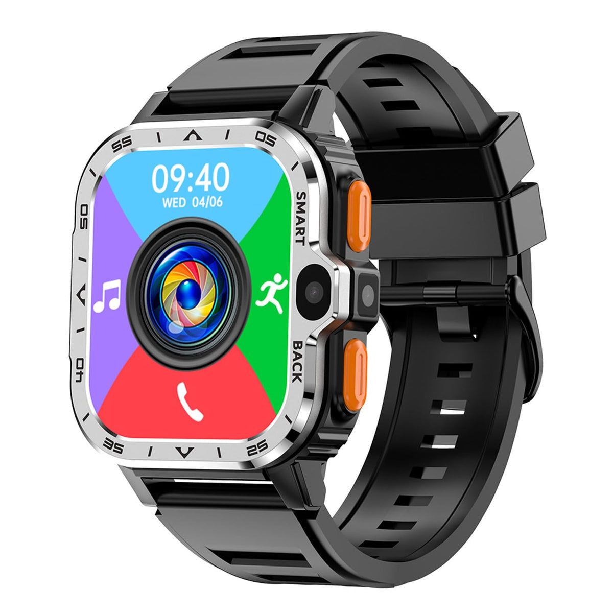 4G Android Smart Watch, 2.03" Fitness Watch, Full Network Call, HD 8 Million Dual Camera, Quad Core CPU, Multi-Ocomotion Mode, Heart Rate Monitoring, Offline Payment, for Student, Adult