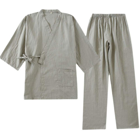 un-brand Men's Japanese Kimono Cotton Hanfu Ancient Pajamas Suit Plus Size Zen Clothing Taoist Clothing (Size M, Z)