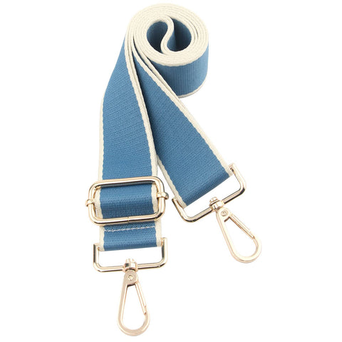 chushui Replacement Purse Strap, Wide Adjustable Crossbody Bag Straps for Handbags, Blue With Gold Trim