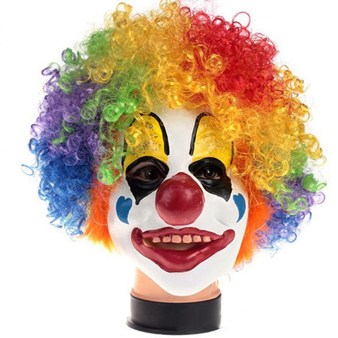 Mltao Latex Clown Mask with Colorful Hair Red Nose Halloween Clown Joker Costume Creepy Cosplay Dress Up Halloween Adult Teens Unisex Role Play Party Props