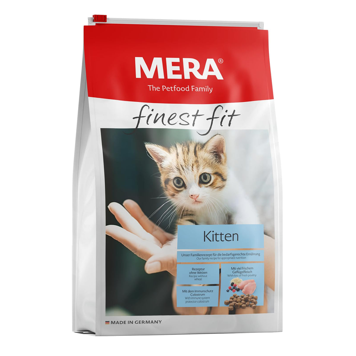 MERA Finest Fit Kitten, Junior Cat Food Dry for Baby Cats up to 1 Year, Dry Food Made of Fresh Poultry and Rice, Healthy Food for Young Cats, No Sugar (4 kg)
