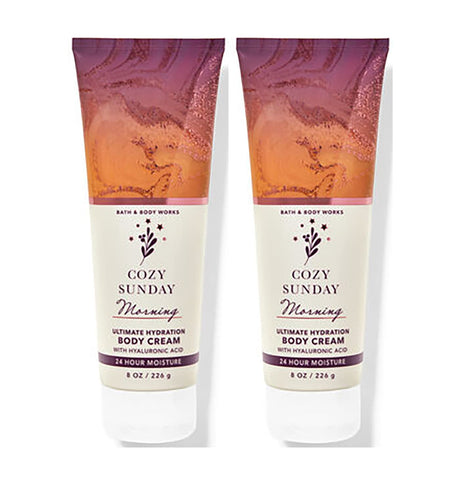 Bath and Body Works Cozy Sunday Morning Ultimate Hydration Body Cream Gift Set For Women 2 Pack 8 Oz. (Cozy Sunday Morning)