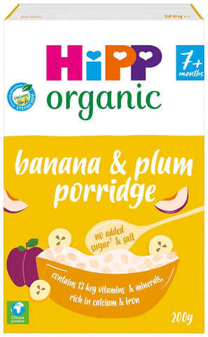 HiPP Organic Banana & Plum Porridge Baby Cereal 7+ Months (4X 200g)