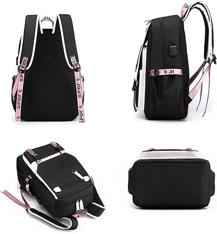 YJYK BTS Backpack, Girls Kpop School Bag Students Laptop Backpack for Kids Teenagers Bangtan Boys Fans Gift, Black, 11.8 x 8.26 x 17.7 Inches
