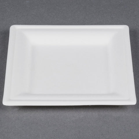 Amscan Sugar Cane Square Plates - 6.5" - White - Pack of 22