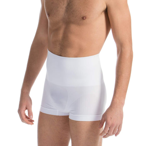 Farmacell 402 (White, S) Men's Shaping Cotton Underwear - Control Boxer Briefs with Compression Waist Girdle - Flat Tummy - Back Support - Man’s Shapewear