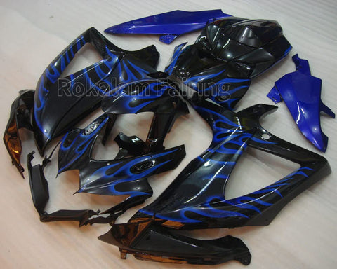 K8 GSX-R 600 750 Fairing For GSXR600 750 2008 2009 2010 Blue Flame Street Motorcycle Fairings (Injection molding)