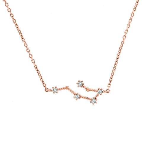 PAVOI 14K Rose Gold Plated Astrology Constellation Horoscope Zodiac Necklace 16-18" - Aquarius